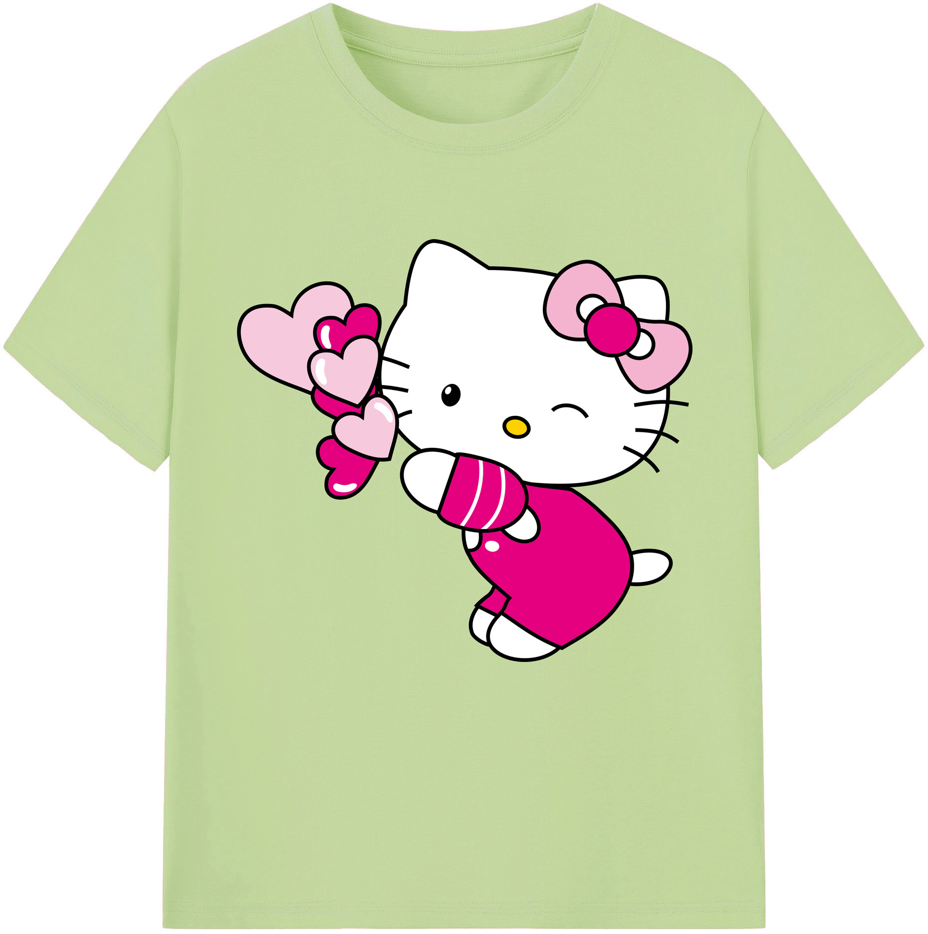 （画像用） Hello Kitty ハローキティ 綿100％半袖Tシャツ（フロントプリント）